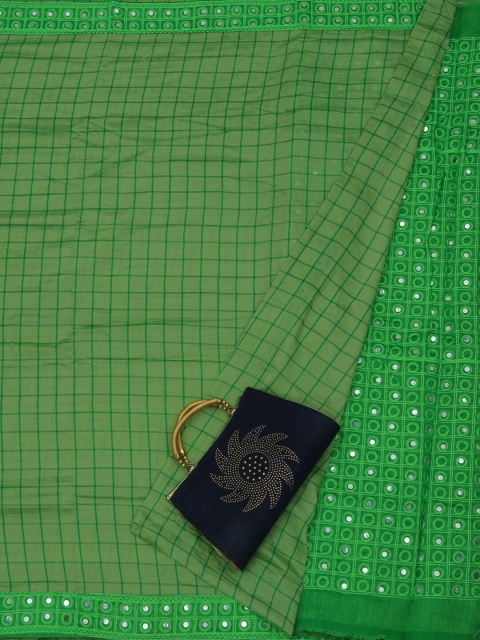 

Pothys Green Checked Art Silk Saree