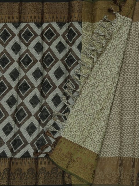 

Pothys Grey & Black Cotton Blend Printed Saree