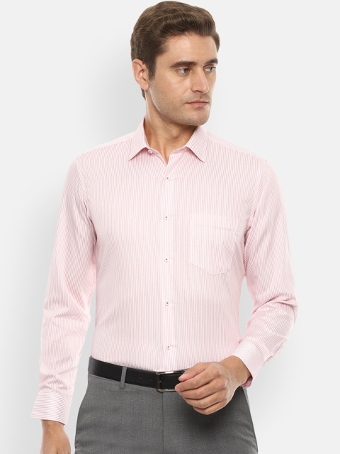 

Van Heusen Men White & Pink Slim Fit Striped Formal Shirt