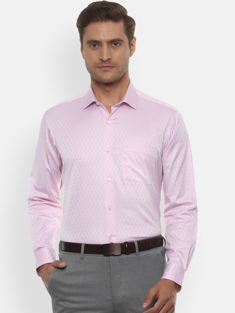 

Van Heusen Men Pink Regular Fit Self Design Formal Shirt