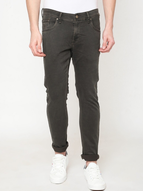 

Oxemberg Men Olive Green Slim Fit Mid-Rise Clean Look Stretchable Jeans