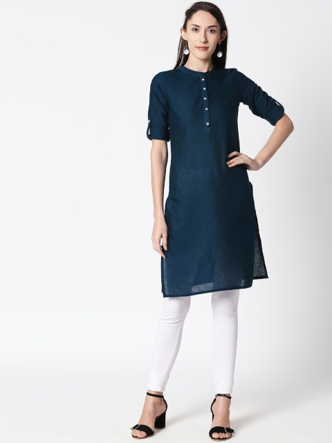 

HUUR Women Blue Solid Straight Kurta
