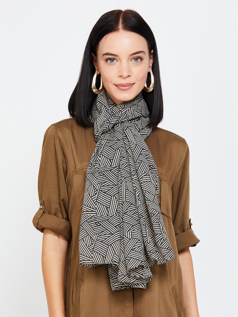 

Ginger by Lifestyle Women Black & Off-White Printed Stole