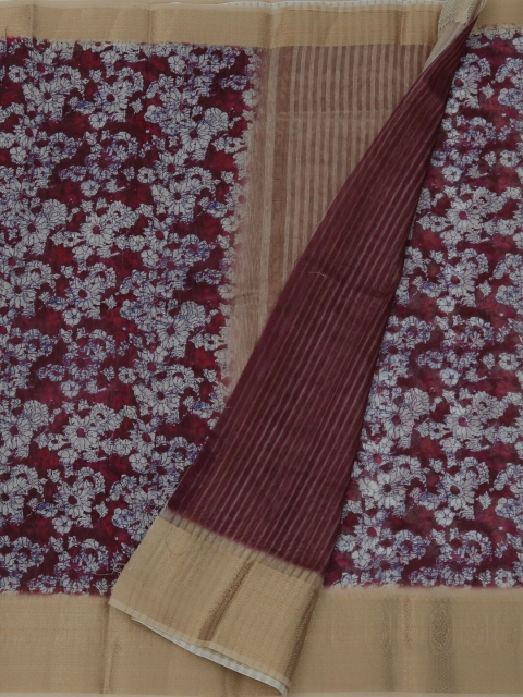 

Pothys Maroon Printed Jute Silk Saree