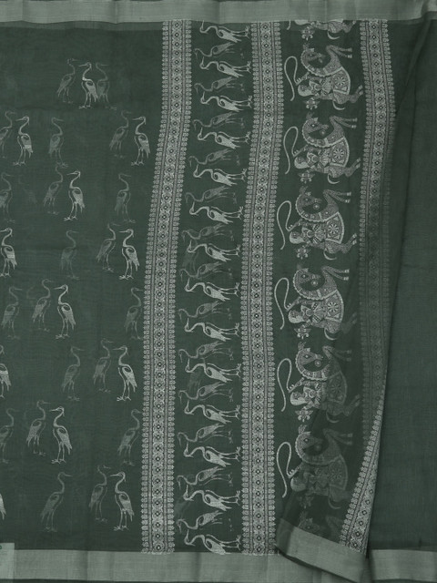 

Pothys Grey Printed Linen Blend Saree