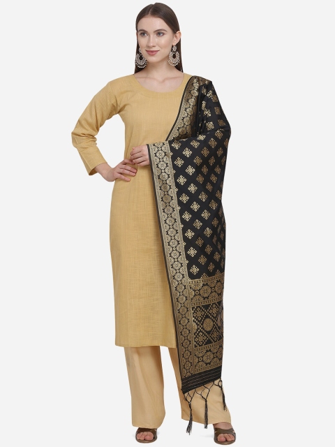 

SHEEYA Black Woven Design Banarasi Silk Dupatta