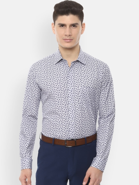 

Van Heusen Men White & Navy Blue Regular Fit Printed Formal Shirt