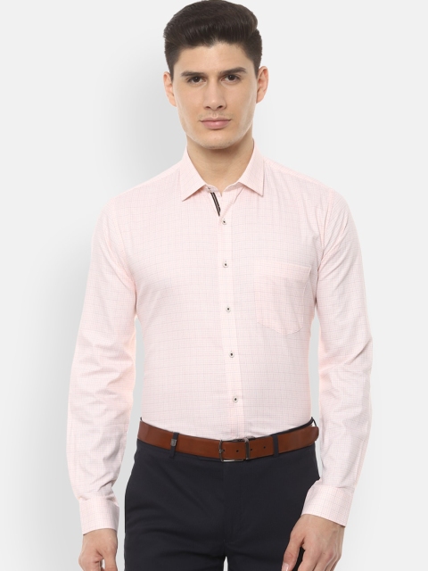 

Van Heusen Men White & Pink Slim Fit Checked Formal Shirt