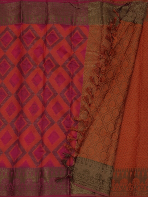 

Pothys Orange Woven Design Cotton Blend Saree