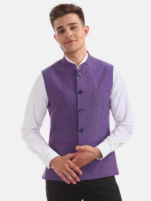 

Arrow Men Purple Solid Slim Fit Nehru Jacket