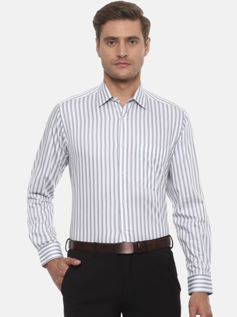 

Van Heusen Men Grey & White Regular Fit Striped Formal Shirt