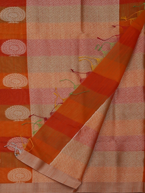 

Pothys Orange Woven Design Cotton Blend Saree