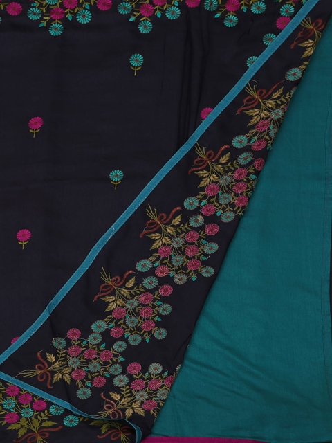 Pothys Blue Embroidered Art Silk Saree