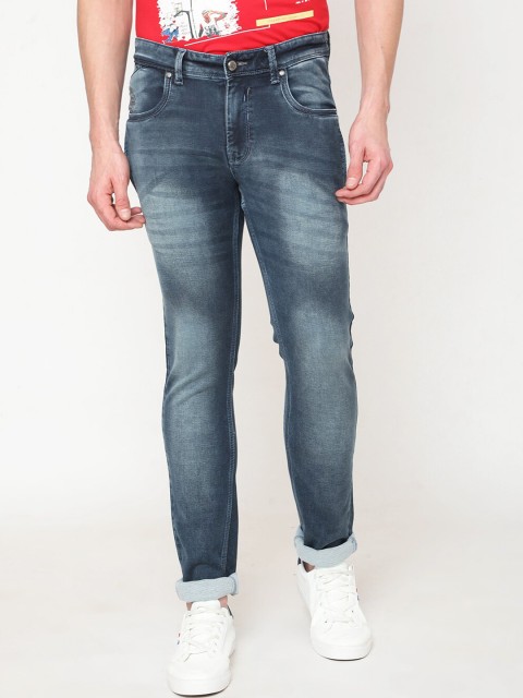 

Oxemberg Men Blue Slim Fit Mid-Rise Low Distress Jeans