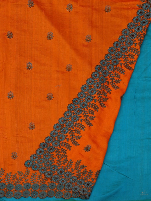 

Pothys Orange & Blue Art Silk Embroidered Saree