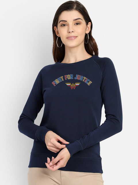 

Free Authority Women Navy Blue Wonder Woman Print Sweatshirt