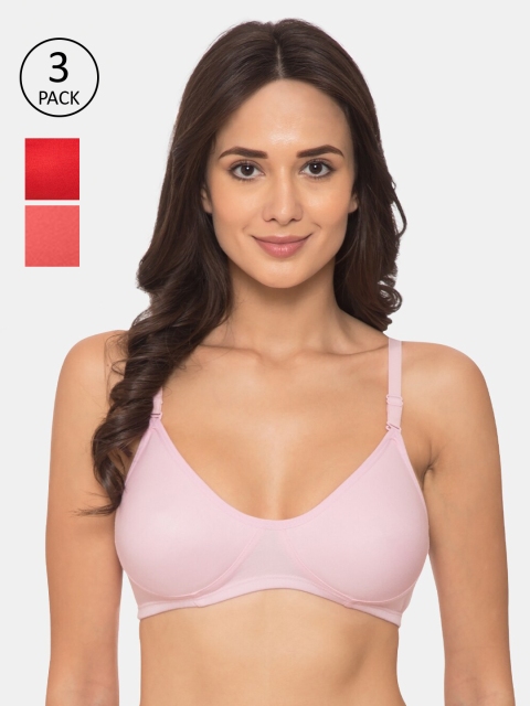 

Souminie Pack of 3 Solid Non-Wired Non Padded Everyday Bra S-133, Pink