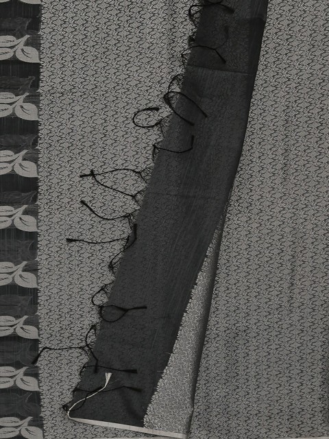 

Pothys Black & Grey Cotton Blend Woven Design Saree