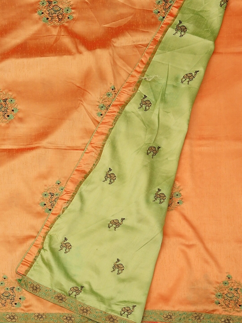

Pothys Peach-Coloured Printed Art Silk Saree