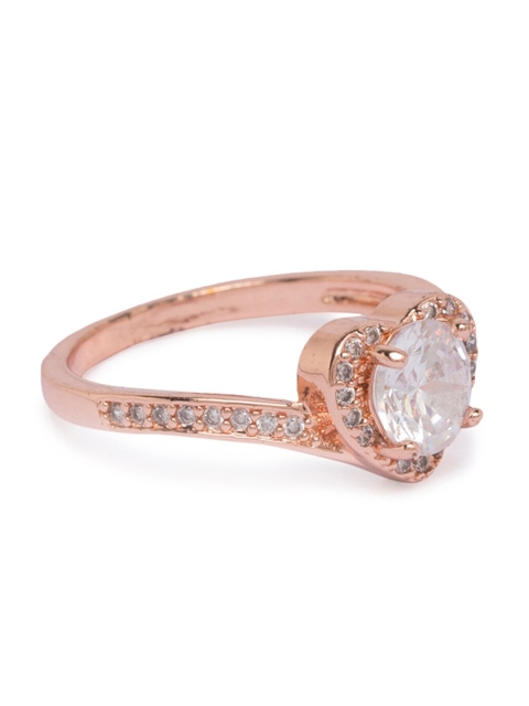 

Globus Women Rose Gold-Plated & White CZ-Studded Statement Finger Ring
