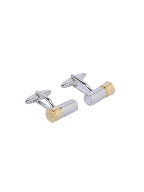 

shaze Silver-Toned & Gold-Toned Quirky Battery Cell Cufflinks