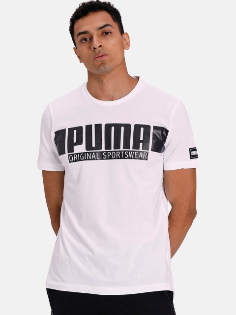 

Puma Men White Printed Round Neck T-shirt