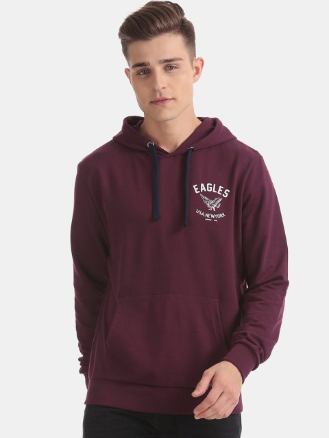 

Arrow Men Purple Solid Hooded Sweatshirt
