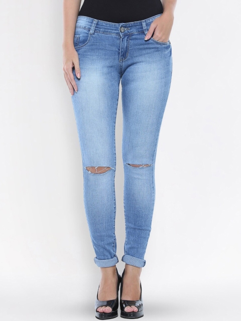 

fungus Women Blue Slim Fit High-Rise Slash Knee Stretchable Jeans