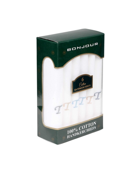 

Bonjour Men Pack Of 6 White Solid Handkerchiefs Accessory Gift Set