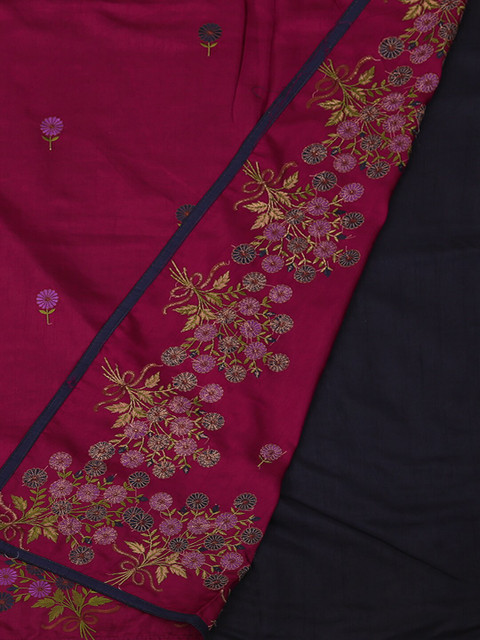 

Pothys Magenta & Black Art Silk Embroidered Saree