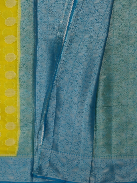 

Pothys Yellow & Blue Supernet Woven Design Saree