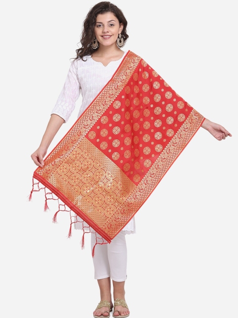 

SHEEYA Red Woven Design Dupatta