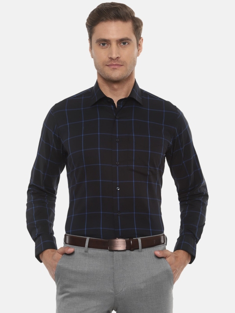 

Van Heusen Men Black & Blue Slim Fit Checked Formal Shirt