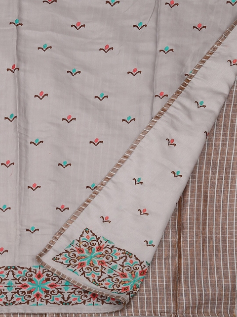 

Pothys Grey & Brown Art Silk Embroidered Saree