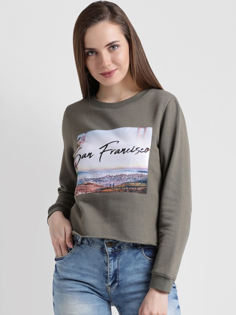 

Leo Sansini Women Olive Green Printed Sweatshirt
