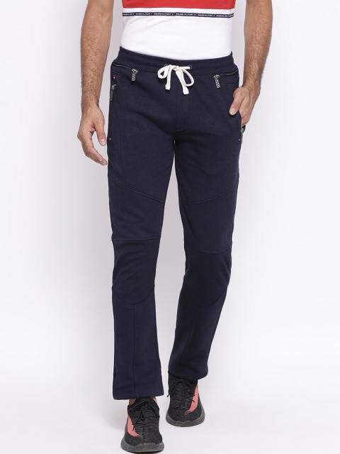 

SWISS MILITARY Men Navy Blue Solid Straight-Fit Track Pants