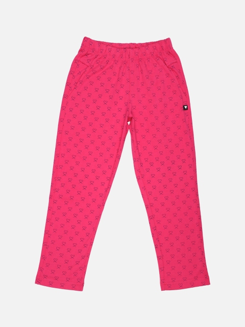 

PROTEENS Girls Fuchsia Pink & Black Printed Track Pants