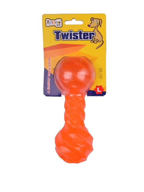 

Poochles Unisex Orange Dumbell Shaped Dog Toy