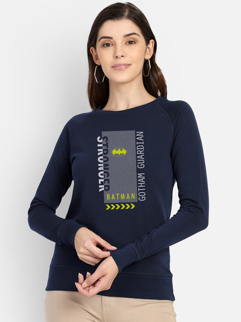

Free Authority Women Navy Blue Batman Print Sweatshirt