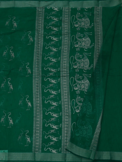 

Pothys Green Printed Linen Blend Saree