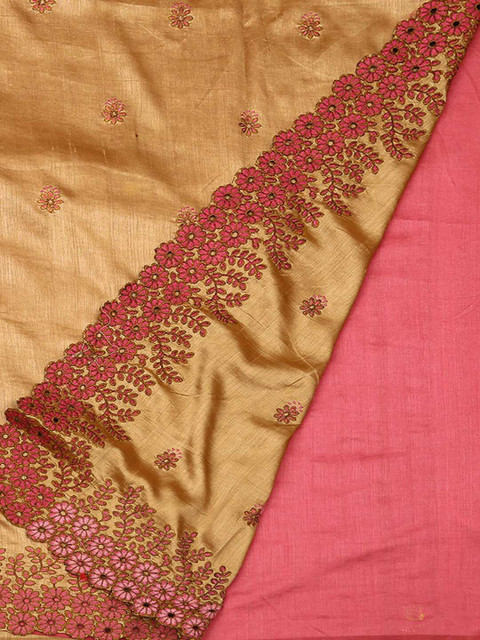 

Pothys Beige & Peach-Coloured Cotton Blend Woven Design Saree
