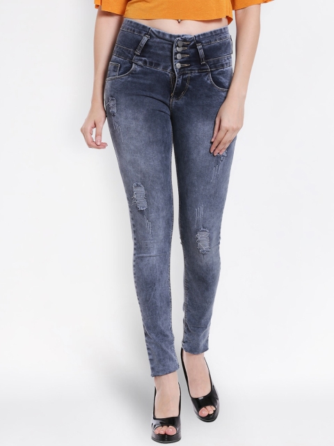 

fungus Women Grey Slim Fit High-Rise Mildly Distressed Stretchable Jeans
