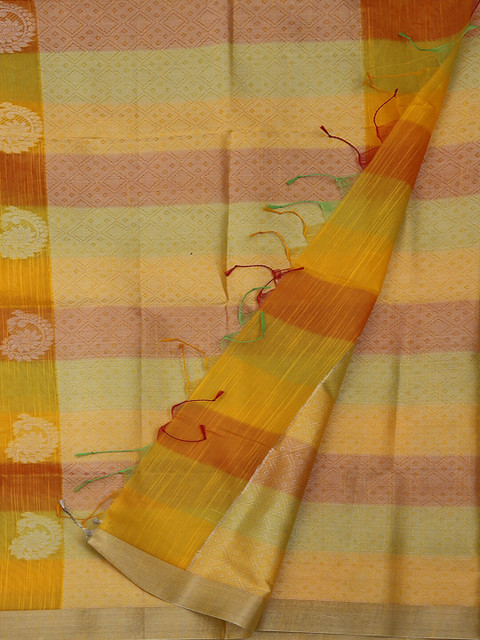 

Pothys Yellow Woven Design Cotton Blend Saree