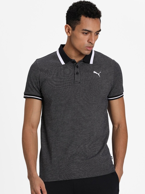 

Puma Men Charcoal Grey Solid Polo Collar T-shirt