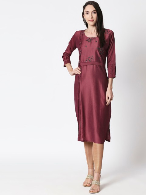 

HUUR Women Purple Solid Straight Kurta