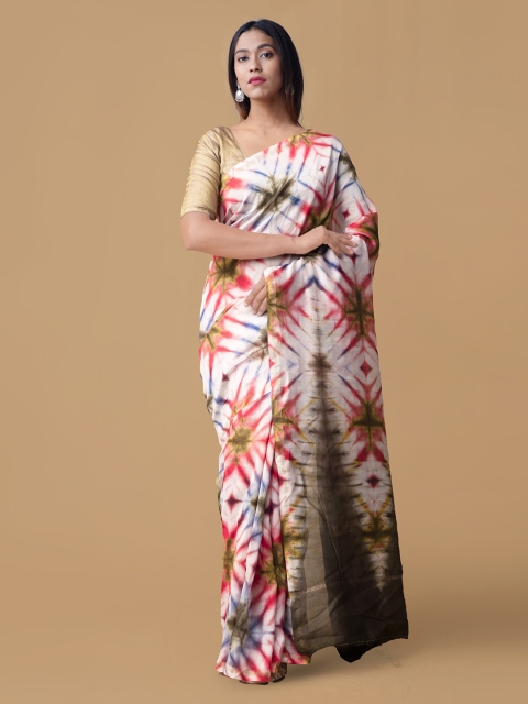 

Unnati Silks Off-White Silk Cotton Printed Chanderi Saree