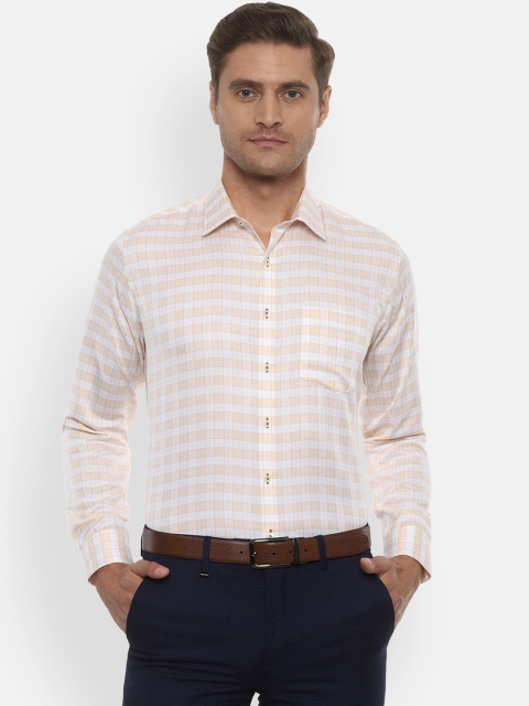 

Van Heusen Men Beige Slim Fit Checked Formal Shirt