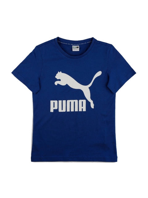 

Puma Boys Blue & White Brand Logo Print T-shirt