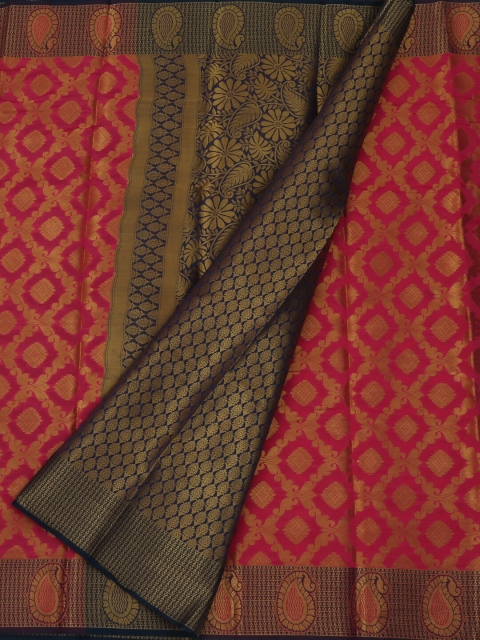 

Pothys Magenta & Navy Blue Jute Silk Woven Design Saree