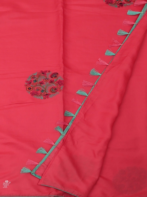 

Pothys Peach-Coloured Embroidered Art Silk Saree